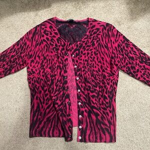 black and red cardigan